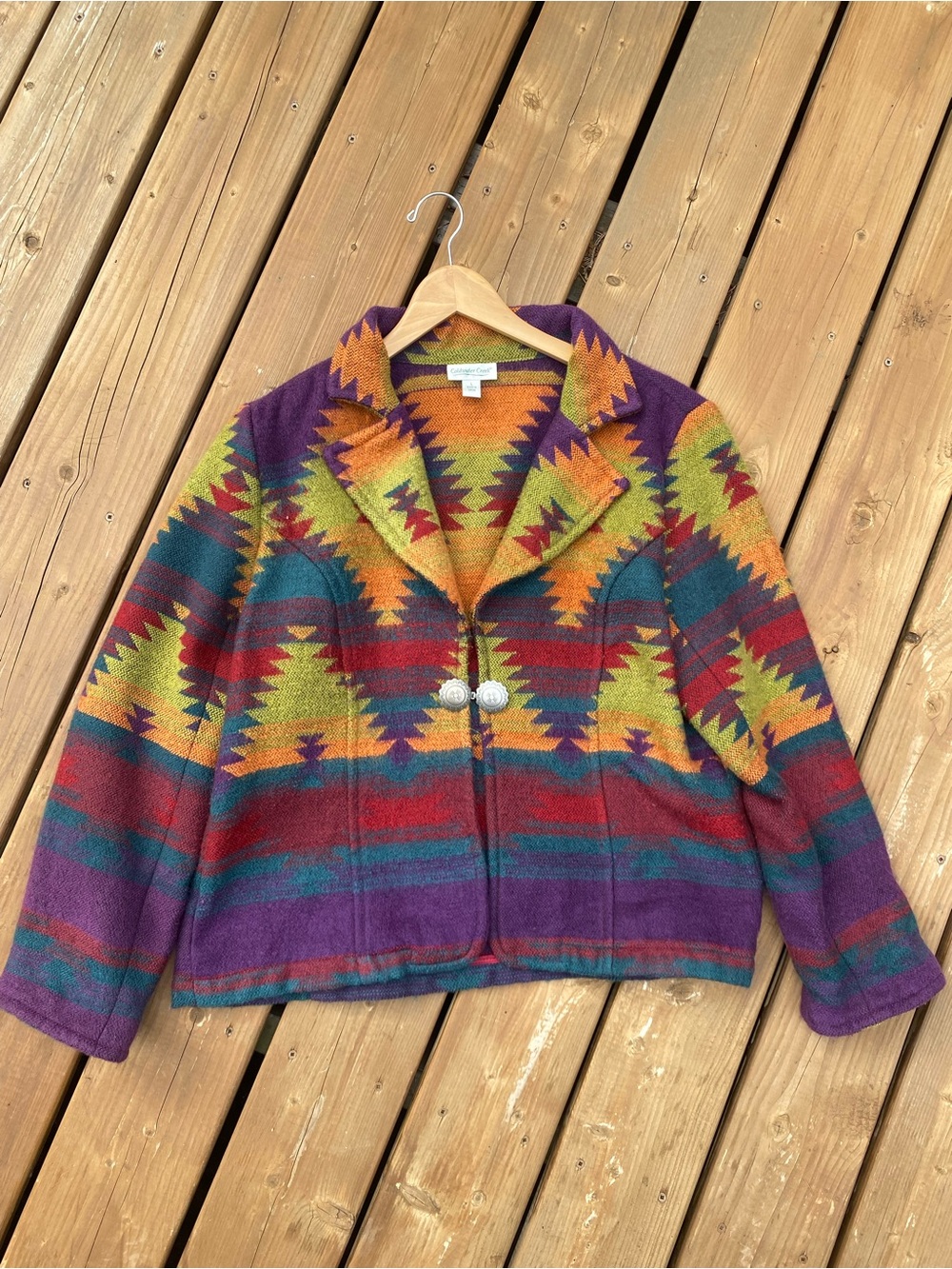 COLDWATER CREEK southwestern aztec print sweater blazer jacket size large - Picture 5 of 14